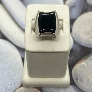 Barse Sterling Onyx Geometric Ring 6.5